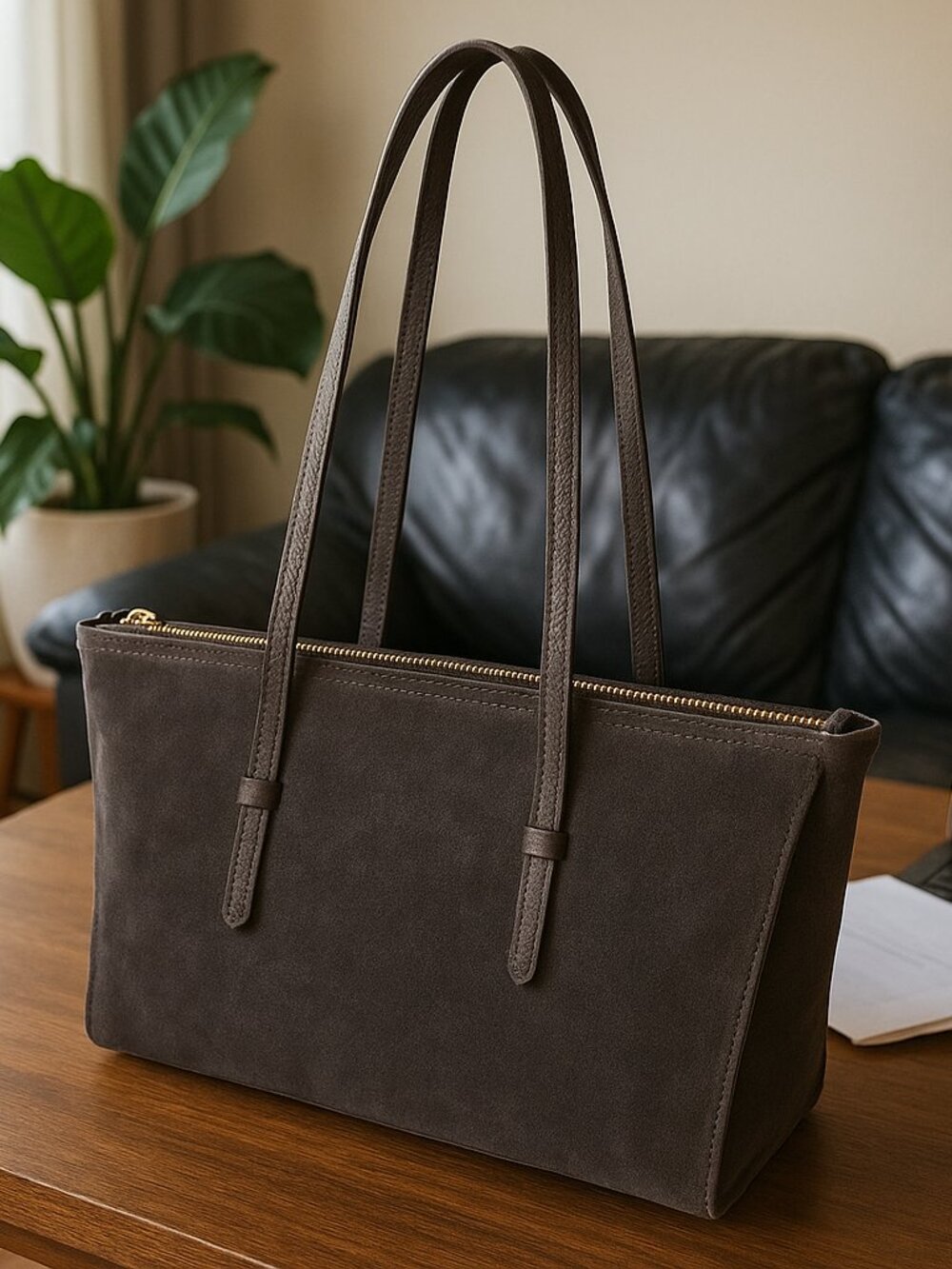 Dark Chocolate Brown Italian Leather Tote Bag – Made in Italy